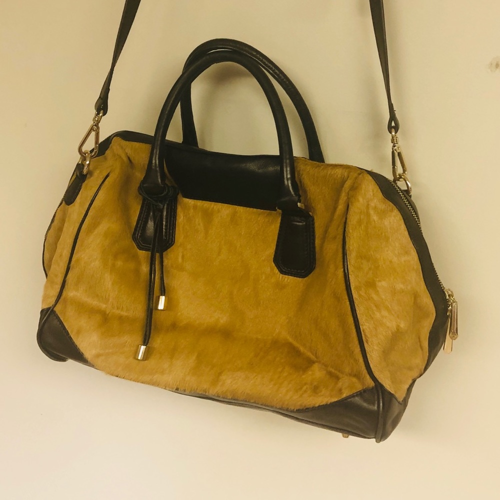 POVERTY FLATS Faux Fur and Leather Bag